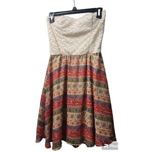 Liberty Love Strapless‎ Dress Bohemian Print Casual Dress Size M